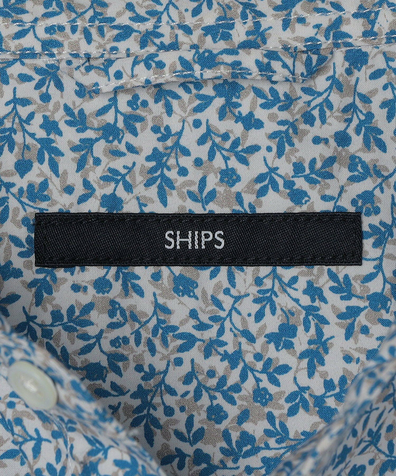SHIPS: 小花柄 セミワイドカラー プリント シャツ